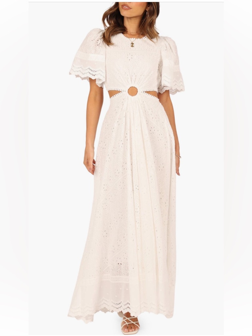 Petal & Pup Merletto Short Sleeve Cutout Eyelet Maxi Dress
